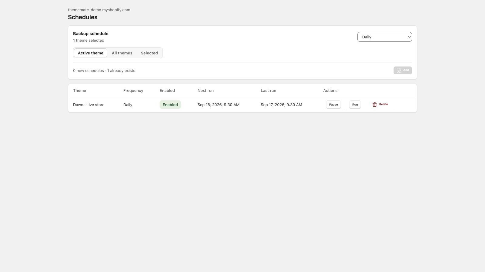Make backups part of the routine in the ThemeMate demo store